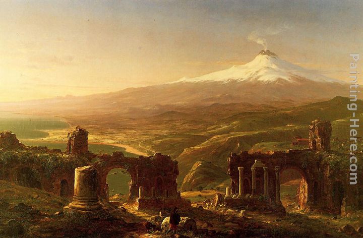 Mount Etna from Taormina painting - Thomas Cole Mount Etna from Taormina art painting
